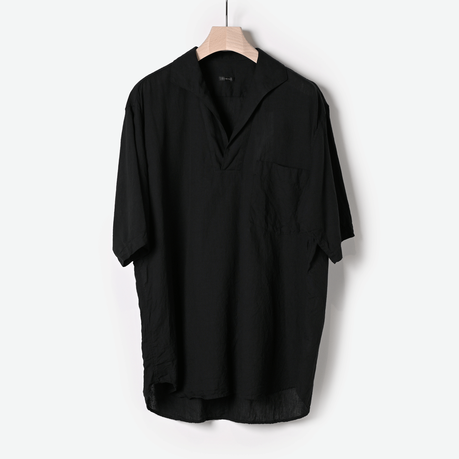 COMOLI | ベタシャンスキッパー半袖シャツ（black）- BARD