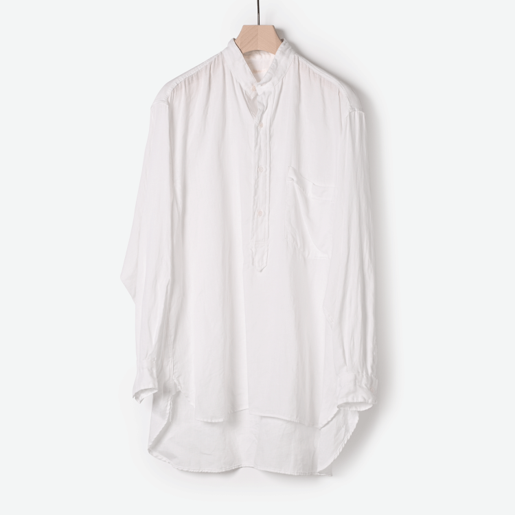 リネンWクロスプルオーバーシャツ（white）