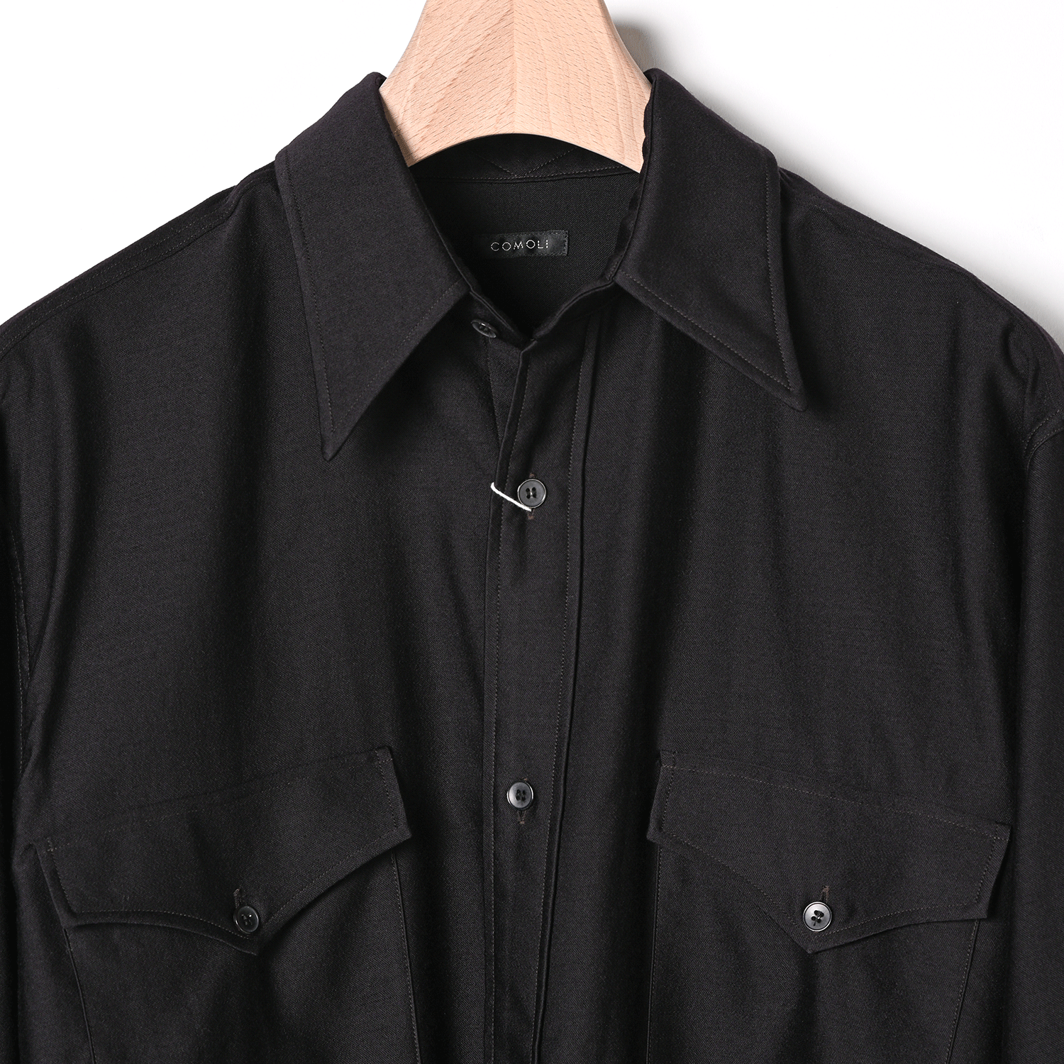 COMOLI | ウールモールスキンワークシャツ（navy）- BARD
