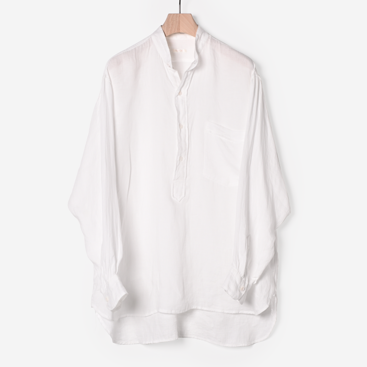 リネンWクロスプルオーバーシャツ（white）
