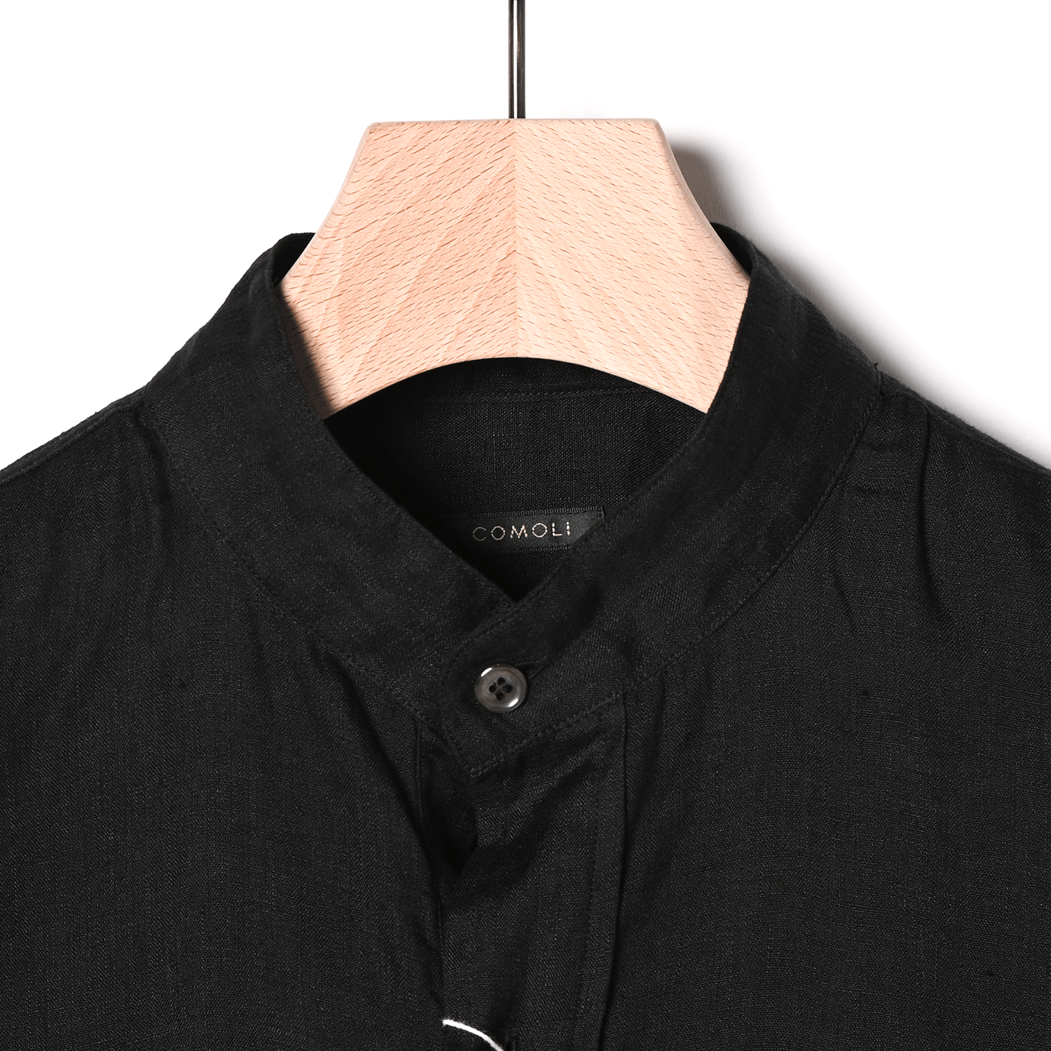 23SS 新品Comoli リネンWクロスプルオーバーシャツ（black） 2購入価格57200円
