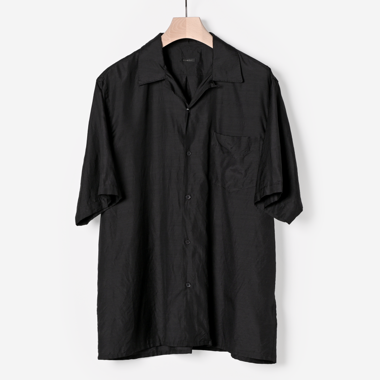 ウールシルク半袖オープンカラーシャツ（charcoal）
