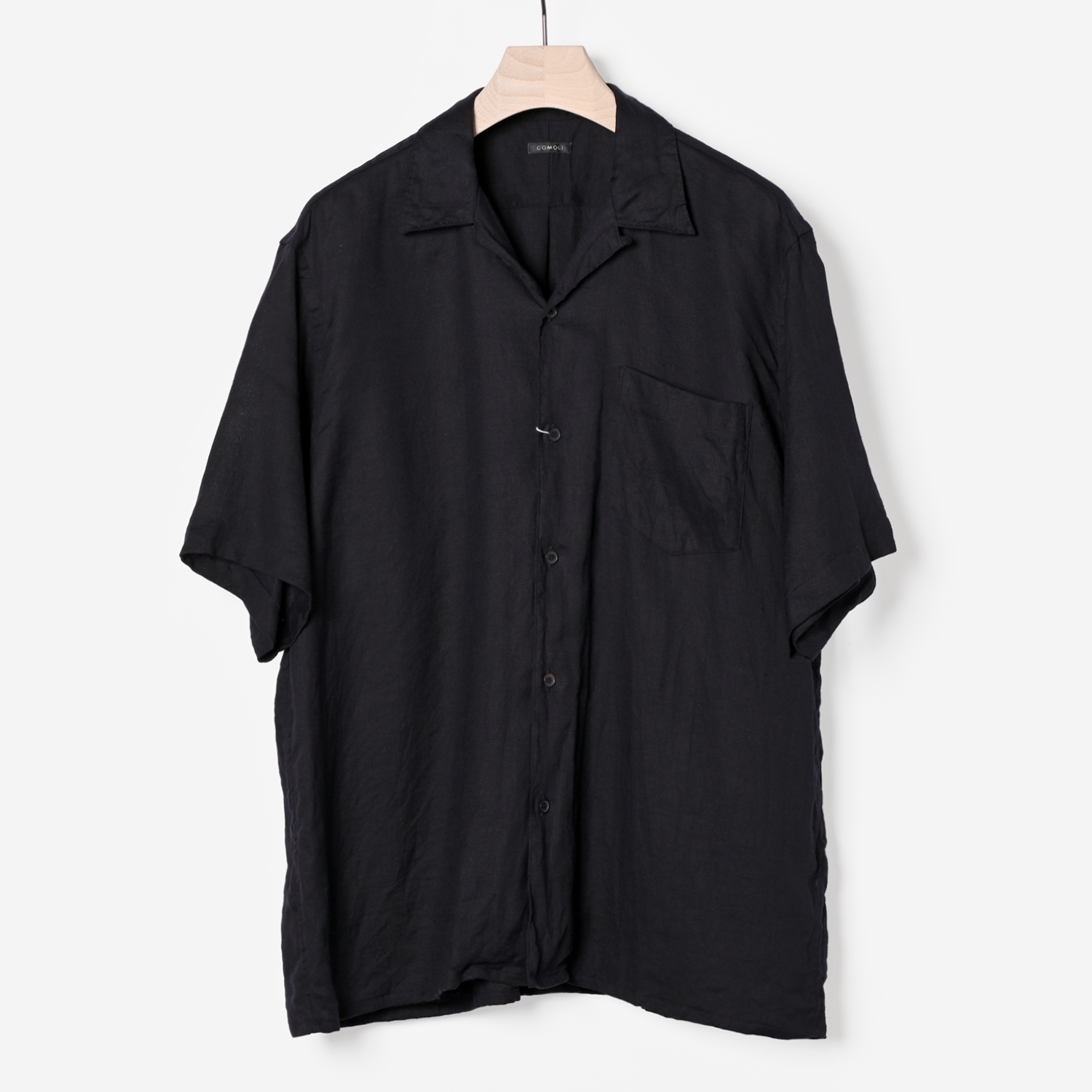 リネンツイル半袖オープンカラーシャツ（navy）- BARD