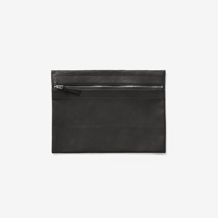 DA81 DOUBLE FACED ZIPPER POUCH : Lblack