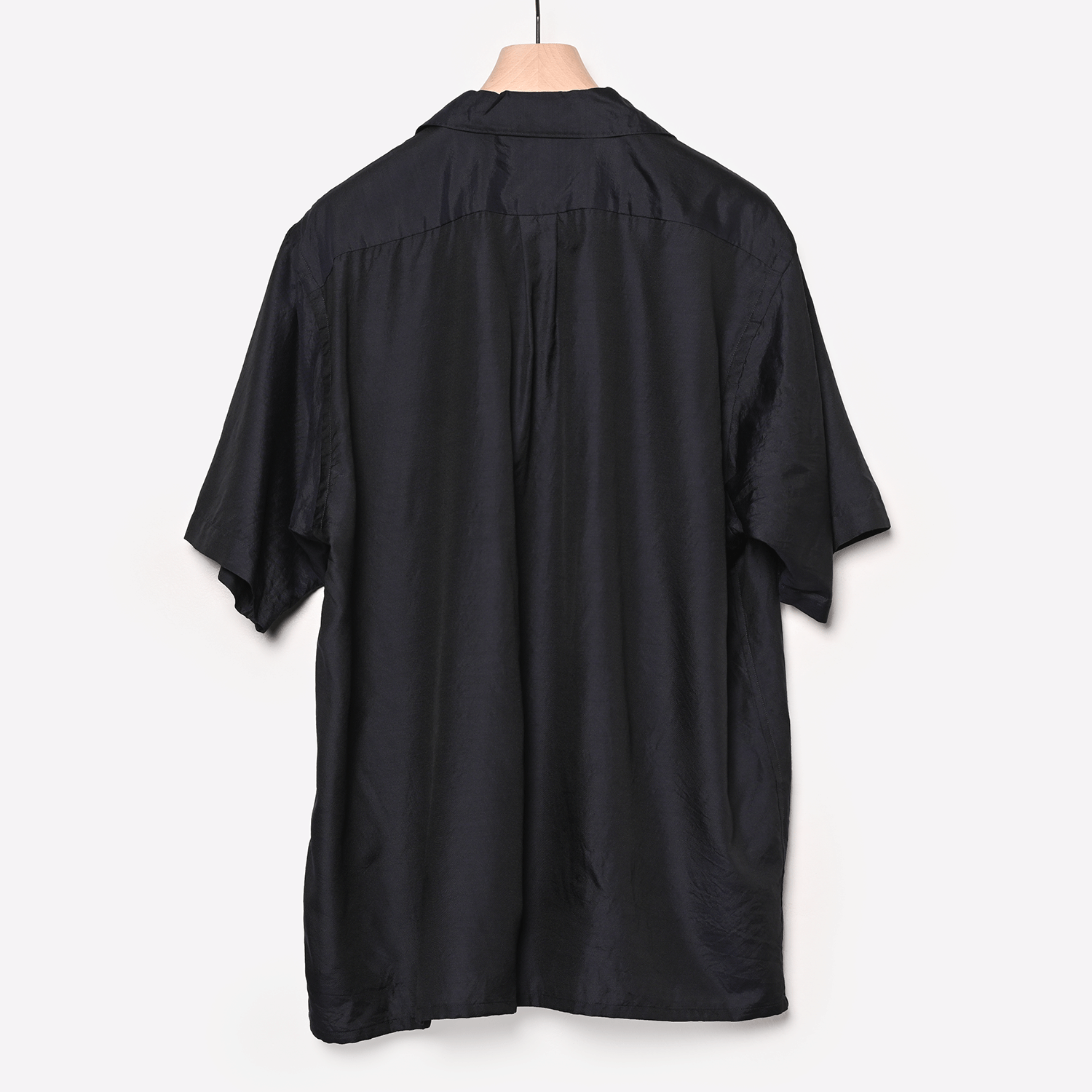 COMOLI | ウールシルク半袖オープンカラーシャツ（navy）- BARD
