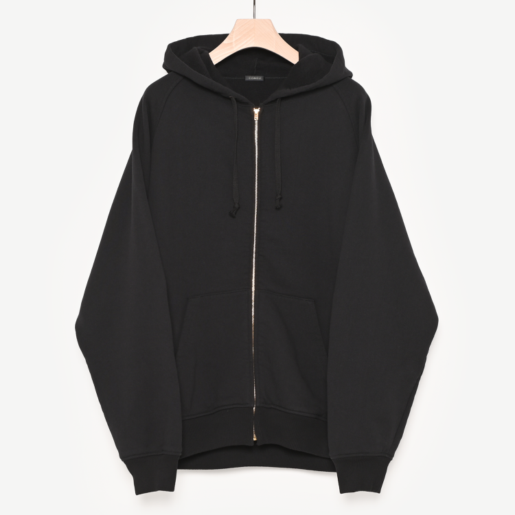 コットン裏毛ジップパーカ(black)