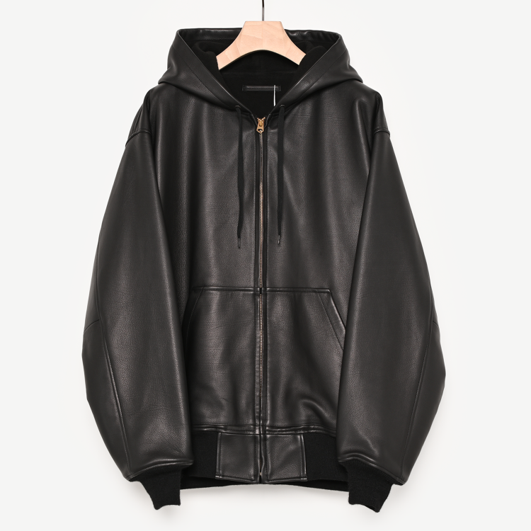 カーフスキンジップパーカ(black)