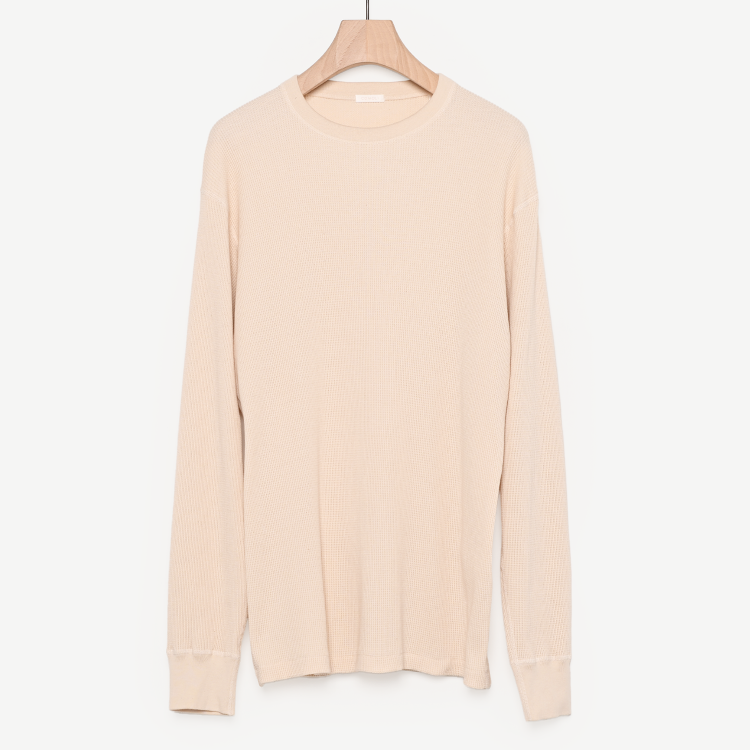 コットンカシミヤワッフル長袖クルー(ecru)
