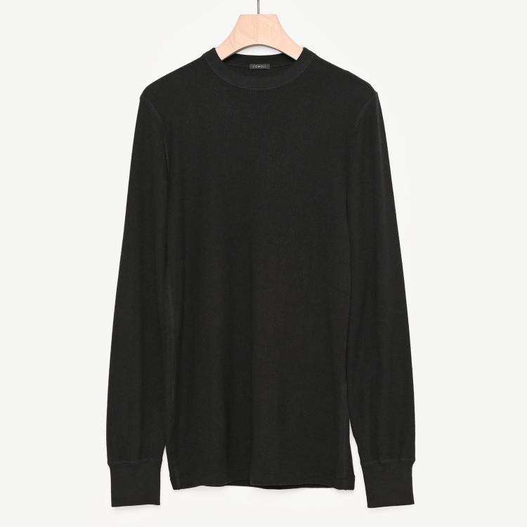 コットンカシミヤベースレイヤー長袖クルー(black)