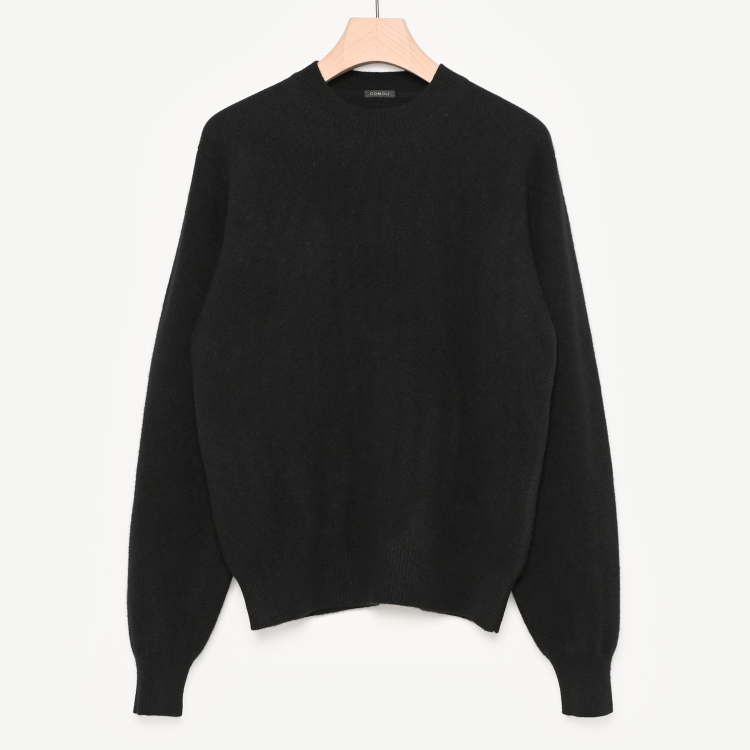 ラムズウールクルーネックニット(black)
