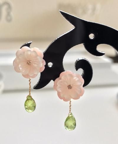 K10ピンクゴールド ピアス 花モチーフ ダイヤモンド K10 ピンクゴールド ダイヤモンド フラワー ピアス