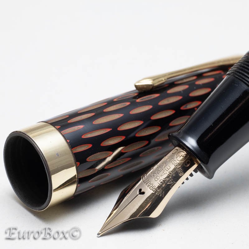 インキ止め式万年筆 鎌倉彫り 黒・赤 Kamakura-Bori Black & Red with Kabutogi Nib - ユーロボックス -  Euro Box