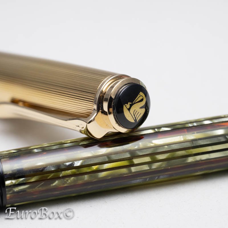 ペリカン ローラーボール スーベレーン R450 バーメイル トータス Pelikan Souveran Rollerball R450  Vermail Light Tortoise - Euro Box