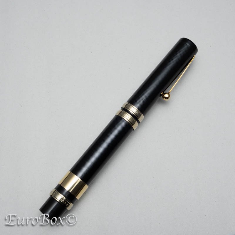 大橋堂 万年筆 PC-Ⅱ型 可動式(18金バランサー付) OHASHIDO PC-ⅡBlack Chased Hard Rubber with 18K  Metal Balancer - Euro Box