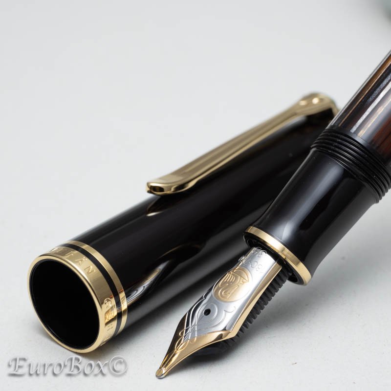 ペリカン 万年筆 スーベレーン M800 茶縞(ブラウンストライプ) Pelikan Souveran M800 Tortoiseshell Brown  - Euro Box