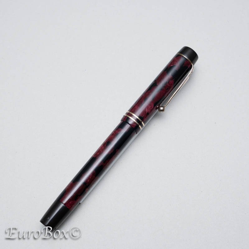 デ・ラ・ルー オノト 万年筆 6122 ブラック＆レッドマーブル DE LA RUE Onoto 6122 Red & Black Marble -  Euro Box