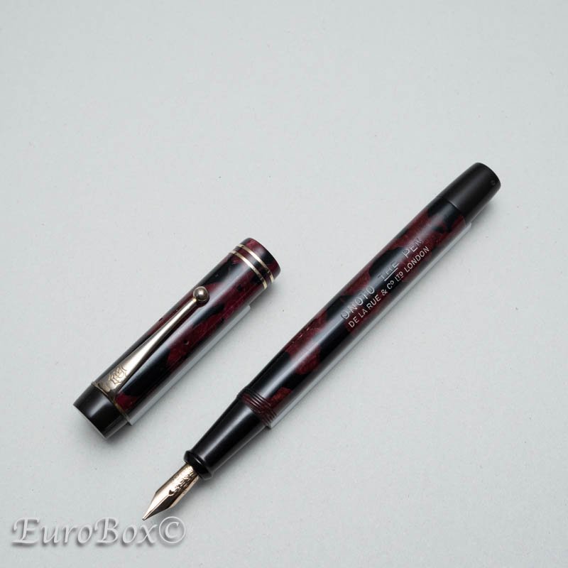 デ・ラ・ルー オノト 万年筆 6122 ブラック＆レッドマーブル DE LA RUE Onoto 6122 Red & Black Marble -  Euro Box