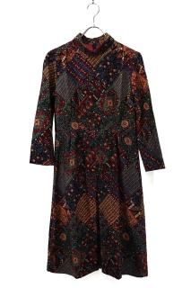 Used 70s Geometric pattern Mock neck Retro Dress Size S  