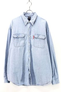 Used 90s WB Character Embroidery Hickory Denim Shirt Size 2XL 