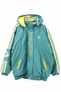 Used 90s STARTER GREEN BAY PACKERS Padded Nylon Jacket Size XL 