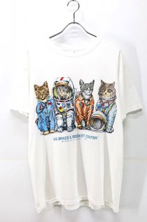 Used 90s-00s anvil Cat Astronaut Pop Art Both Graphic T-Shirt Size L 