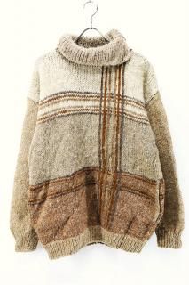 Used 80s-90s Unknown Design Turtle Neck Wool Knit Size XL  