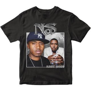 "Nas" Vintage Style T-Shirt-BLACK-