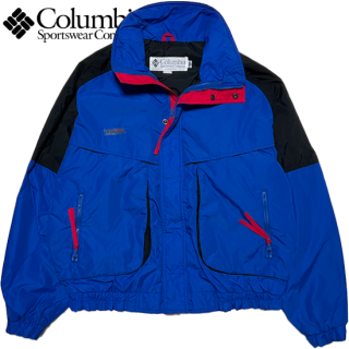 "Columbia" Zip Up Nylon Jacket -BLUE-
