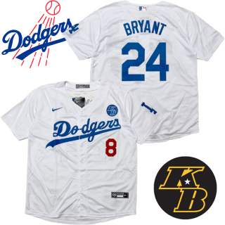 Los Angeles Dodgers "Kobe Bryant" Baseball Jersey -WHITE-