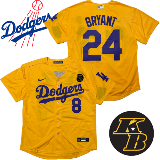 Los Angeles Dodgers "Kobe Bryant" Baseball Jersey -YELLOW-