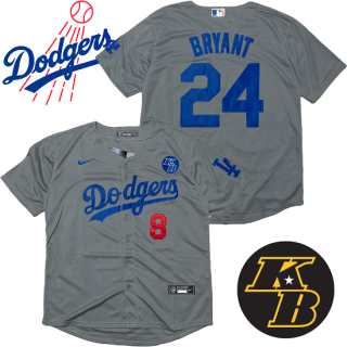 Los Angeles Dodgers "Kobe Bryant" Baseball Jersey -GREY-