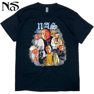 "Nas" Vintage Style T-Shirt -BLACK-