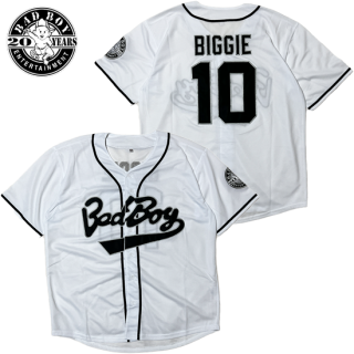 BAD BOY Records "BIGGIE SMALLS" Baseball Jersey -WHITE-