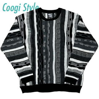 Coogi Style Crew Neck Sweater -BLACK-