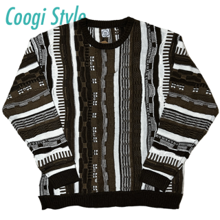 Coogi Style Crew Neck Sweater -BROWN-