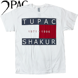 TUPAC SHAKUR "1971-1996 TOMMY DESIGN" T-Shirt -WHITE-