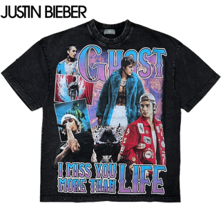 Justin Bieber "Ghost" Vintage Style T-Shirt -VINTAGE BLACK-