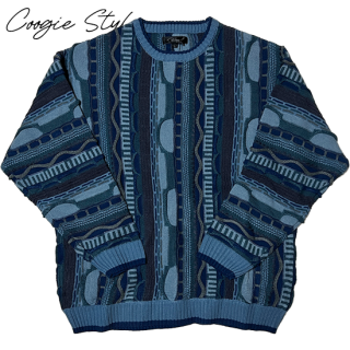"Coogie Style" Crew Neck Sweater -BLUE-