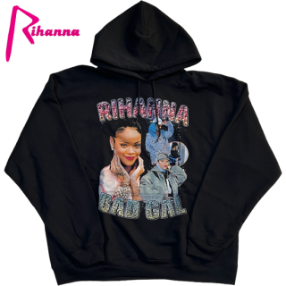 Rihanna "BAD GAL" Vintage Style P/O Hoodie -BLACK-