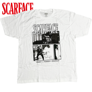 SCARFACE "MONEY,POWER,RESPECT" T-Shirt -WHITE-
