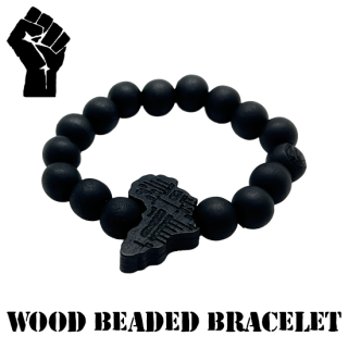 "AFRICA" Wood Beaded Bracelet -BLACK-