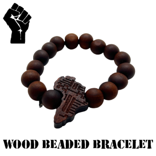 "AFRICA" Wood Beaded Bracelet -BROWN-