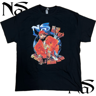 Nas "State Of Mind" Vintage Style T-Shirt -BLACK-