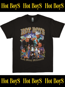 "CASH MONEY RECORDS - HOT BOYS" Vintage Style T-Shirt -BLACK-