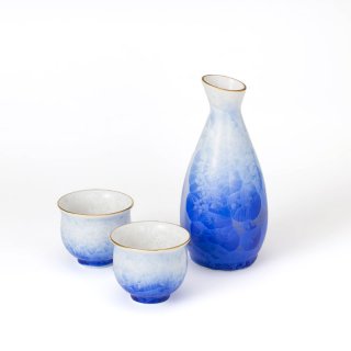 Sake Set / Crystalline glaze  Blue 