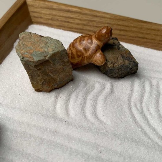 ミニ枯山水キット 鶴亀セット ミニチュア 枯山水 箱庭 ミニ庭園 小さな庭 箱庭 zen garden turu kame