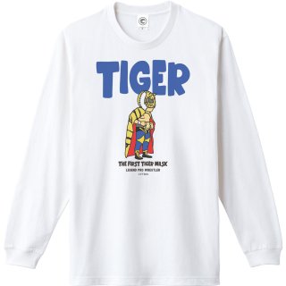 初代タイガーマスクTIGER<br>ロングスリーブTシャツ<br>(袖リブ)<br>ホワイト