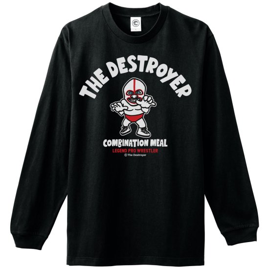 当店限定カラー/ブラックボディ】 ザ・デストロイヤー THE DESTROYER ロングスリーブTシャツ (袖リブ) ブラック