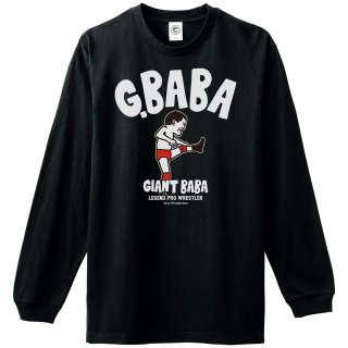【当店限定カラー/ブラックボディ】<br>ジャイアント馬場G.BABA<br>ロングスリーブTシャツ<br>(袖リブ)<br>ブラックの商品画像