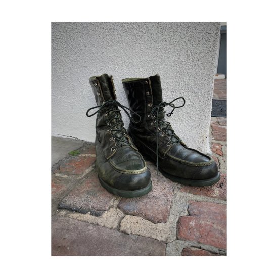 us 1970s green lether outdoor boots